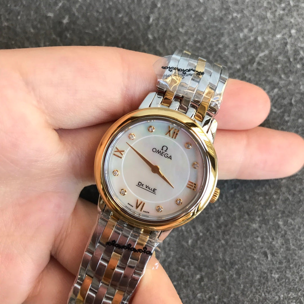 DEVILLE PRESTIGE 27MM QUARTZ GOLD STEEL DIAMOND NUMERALS